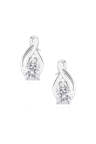 Cercei din argint 925 mici eleganti geometrici cu pietre zirconiu alb 12 mm x 5,5 mm Elegant