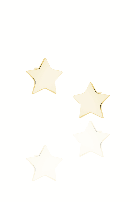 Cercei din argint 925 placati cu aur galben 14K forma stelute 8 mm x 8 mm Star