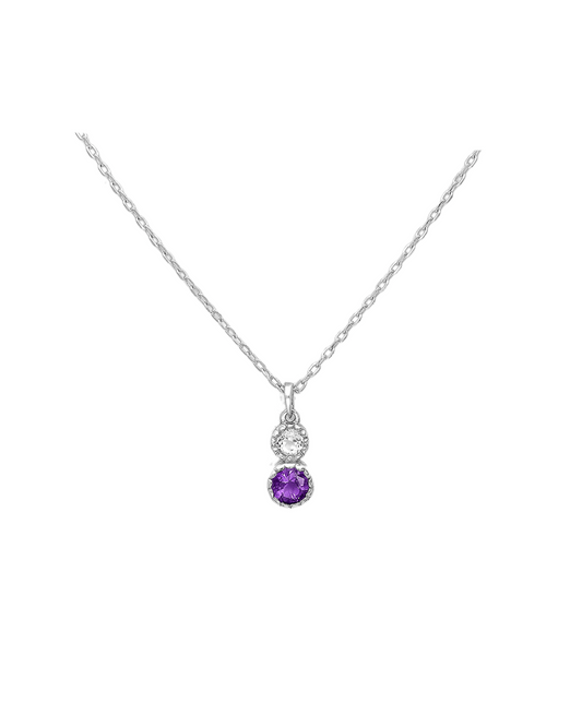 Lant din argint 925 cu pandantiv rotund si pietre semipretioase naturale Ametist & Topaz