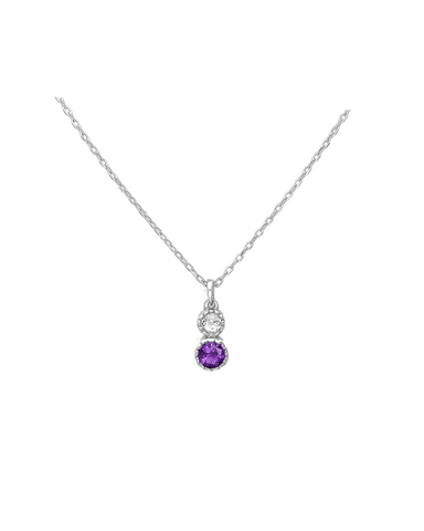 Lant din argint 925 cu pandantiv rotund si pietre semipretioase naturale Ametist & Topaz