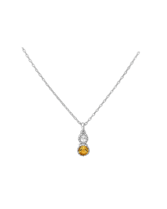 Lant din argint 925 cu pandantiv rotund si pietre semipretioase naturale Citrin & Topaz