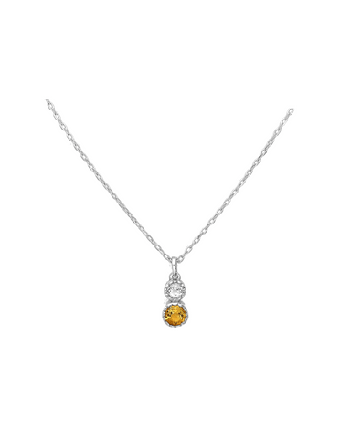 Lant din argint 925 cu pandantiv rotund si pietre semipretioase naturale Citrin & Topaz
