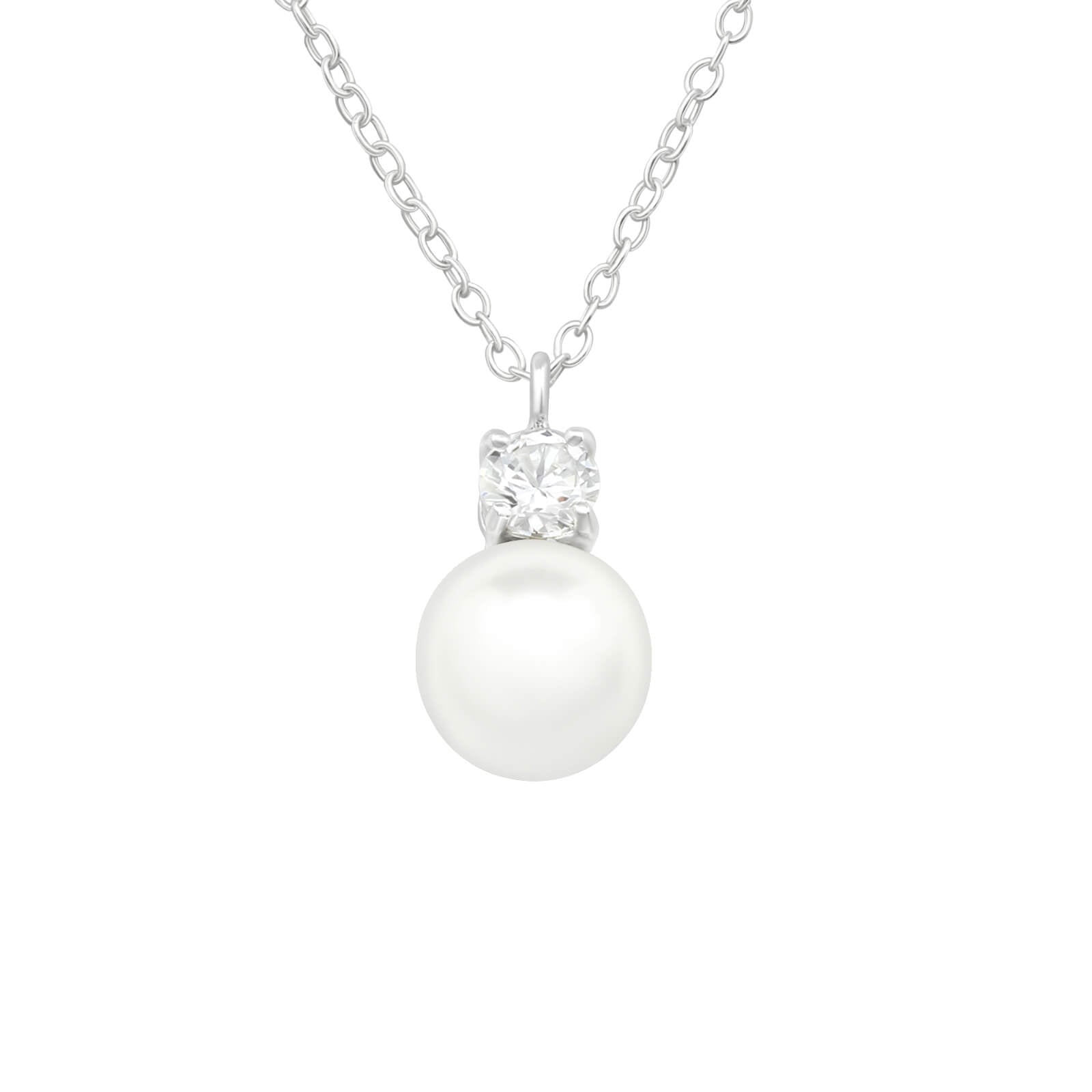 Colier din argint 925 cu perla sintetica si pietre zirconiu alb Versatile