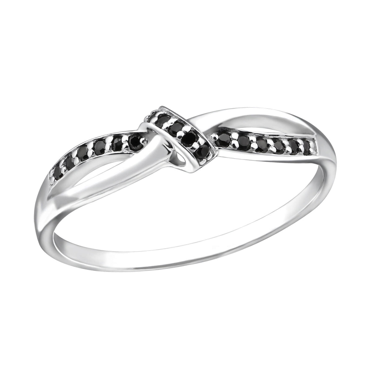 Inel din argint 925 knot cu pietre zirconiu negru Reliable