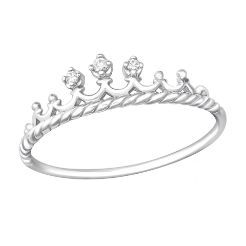 Inel din argint 925 pentru falanga cu pietre zirconiu alb forma coroana Giving